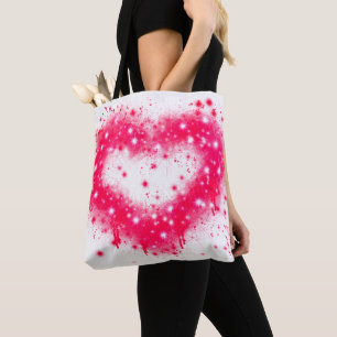Tote Bag Graffiti peinture rose brillant design coeur