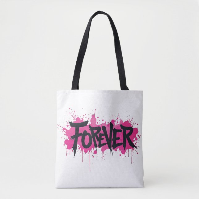 Tote Bag Graffiti rose "FOREVER" (Devant)
