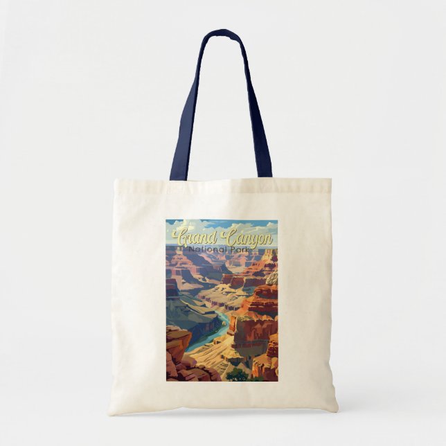 Tote Bag Grand Canyon National Park Illustration Travel Art (Devant)