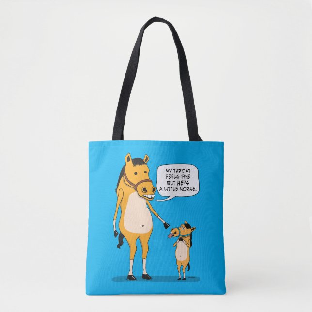 Tote Bag Grand cheval drôle et mignon et petit cheval (Devant)