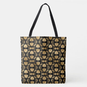Tote Bag Grand épaule en noir et or Art déco Fourre-tout