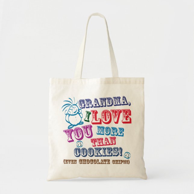 Tote Bag Grand-maman je t'aime plus que des biscuits ! (Devant)