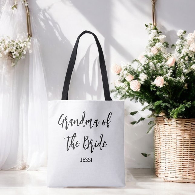 Tote Bag Grand-mère de la mariée Mariage noir blanc (Créateur téléchargé)