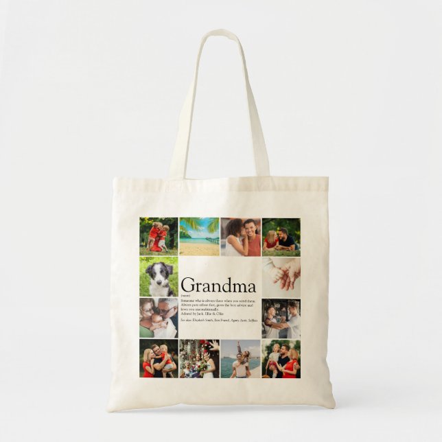 Tote Bag Grand-mère Définition 12 Photo Collage (Devant)