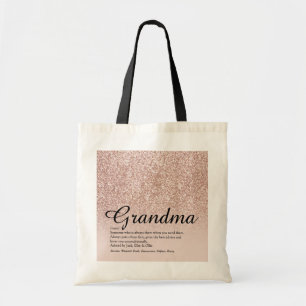 Tote Bag Grand-mère Définition Rose Or Paillettes