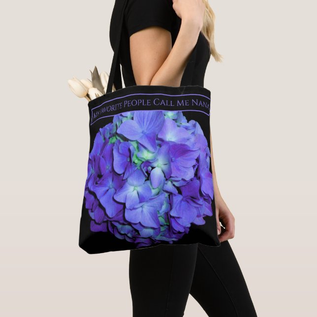 Tote Bag Grand-mère d'hydrangée violette et turquoise (De près)