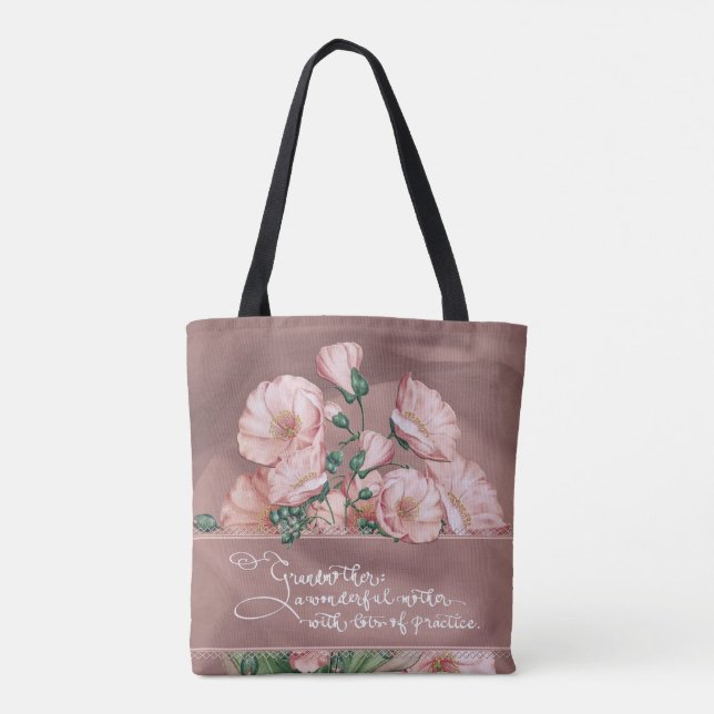 Tote Bag Grand-mère Floral V Épaule Fourre-tout avec devis (Dos)
