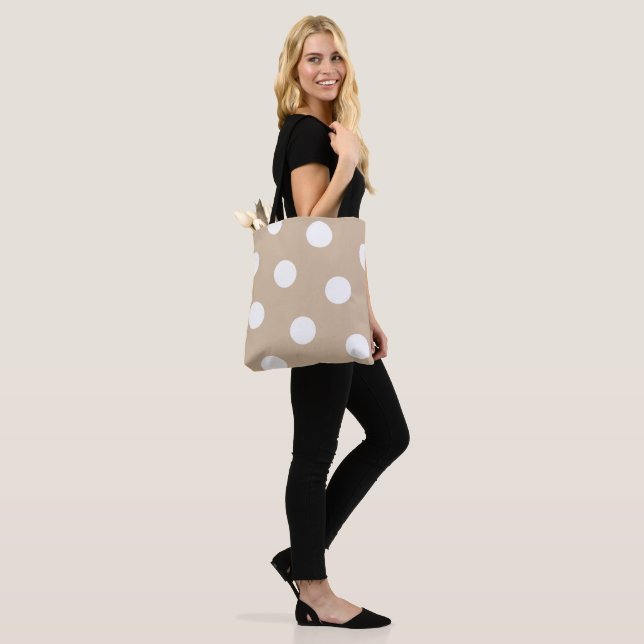Tote Bag Grand Motif Polka blanc - Couleur personnalisée (Sur le modèle)