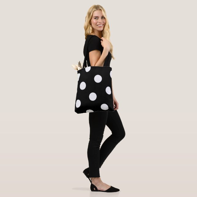 Tote Bag Grand Motif Polka blanc - Couleur personnalisée No (Sur le modèle)
