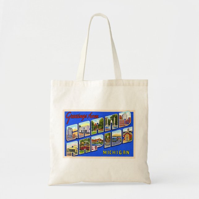 Tote Bag Grand Rapids Michigan MI Grande Lettre Carte posta (Devant)