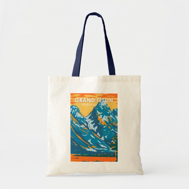 Tote Bag Grand Teton National Park Wyoming Vintage (Devant)