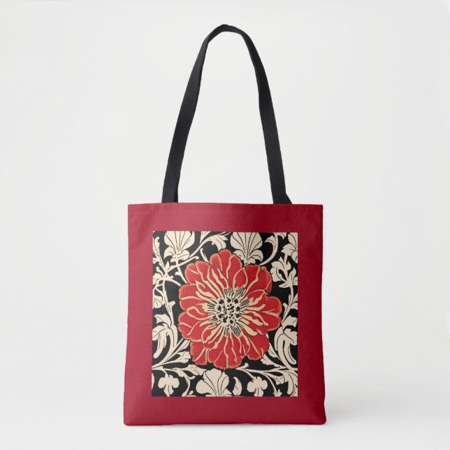 Tote Bag Grande Fleur Rouge Art Nouveau (Devant)