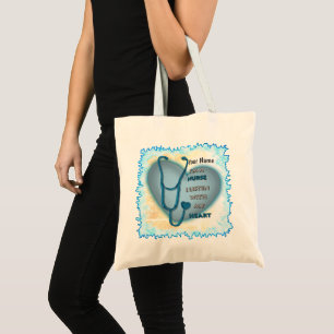 Tote Bag Grande infirmière au cœur bleu