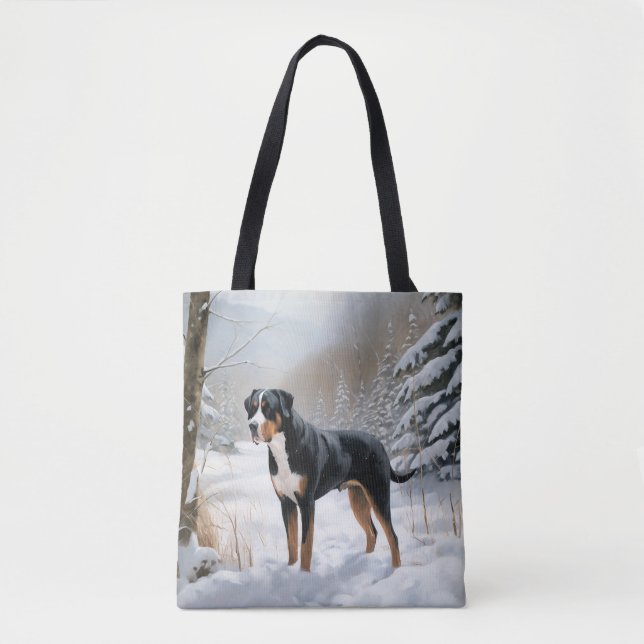 Tote Bag Grande montagne suisse laissez neiger Noël (Devant)