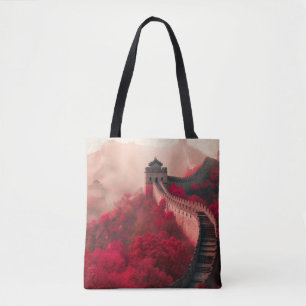 Tote Bag Grande Muraille de Chine en automne - Rouge Pittor