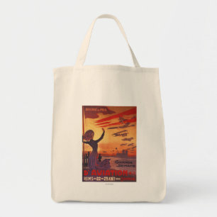 Tote Bag Grande semaine de l'aviation - Femme agitant l'aff