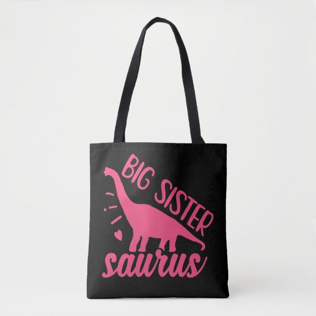 Tote Bag Grande soeur Saurus en rose (Devant)