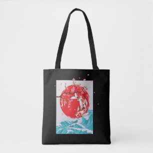 Tote Bag Grande vague au large de Kanagawa Japonais Poisson