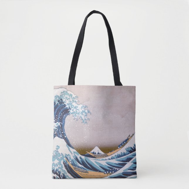 Tote Bag Grande vague du tsunami Kanagawa Japon par Hokusai (Devant)