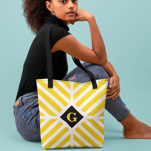 Tote Bag Grandes Jaunes modernes Initiales (Créateur téléchargé)