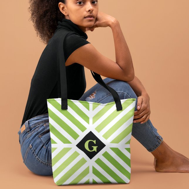 Tote Bag Grandes vertes modernes Initiales (Créateur téléchargé)