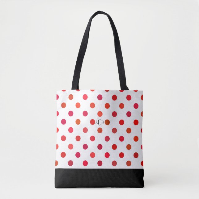 Tote Bag Grands points rouges dans diverses nuances du (Devant)