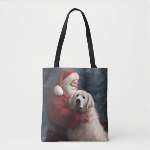 Tote Bag Grands Pyrénées avec Noël Festif du Père Noël