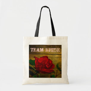 Tote Bag grange de campagne bois été rouge rose mariage