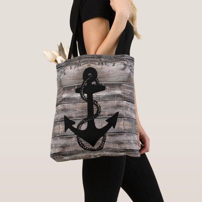 Tote Bag grange nautique rustique avec ANCRE | (De près)
