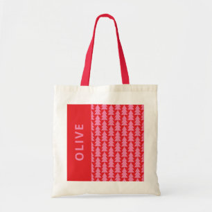 Tote Bag Graphique d'arbre de Noël rose moderne