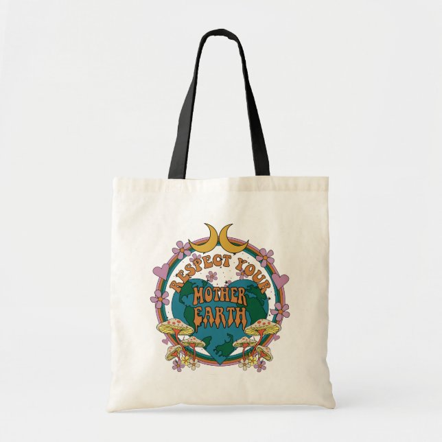 Tote Bag Graphique de la Terre mère rétro des années 70 (Devant)