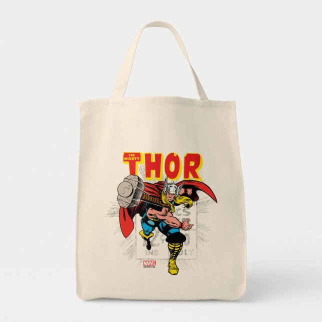Tote Bag Graphique de prix de bande dessinée Thor Retro (Devant)
