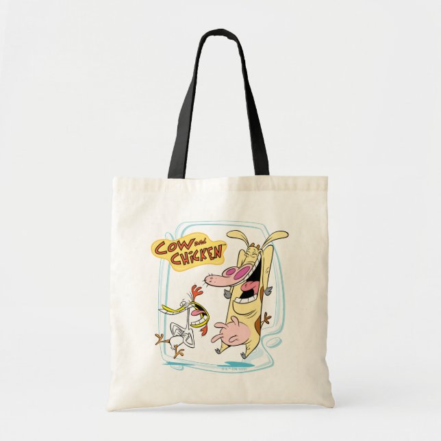 Tote Bag Graphique de rire de vache et de poulet (Devant)