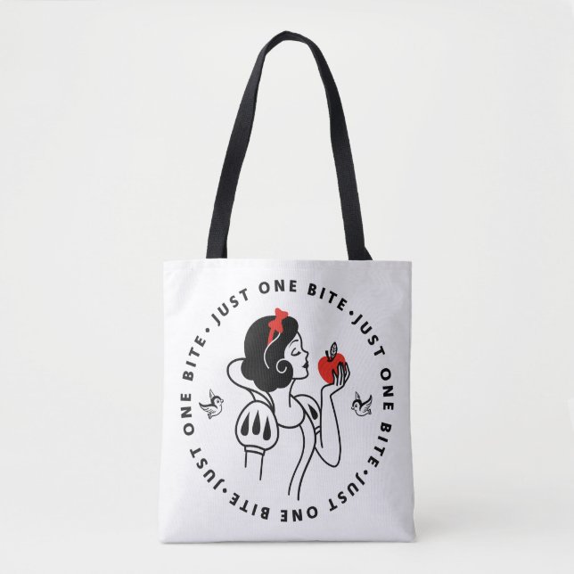 Tote Bag Graphique en bref blanc de neige "Just One Bite" (Devant)