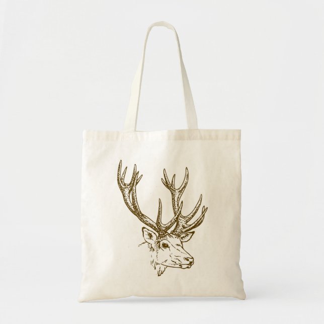 Tote Bag Graphique principal d'illustration de cerfs (Devant)