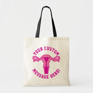 Tote Bag Graphique Uterus + Texte personnalisé