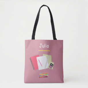 Tote Bag Graphiques de papeterie et d'horloge
