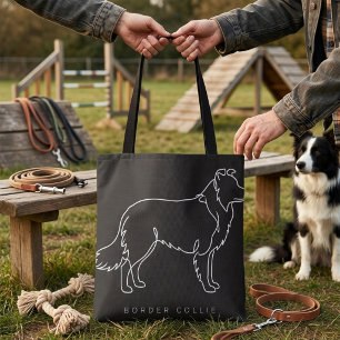 Tote Bag Graphisme de chien en art linéaire minimaliste Bor