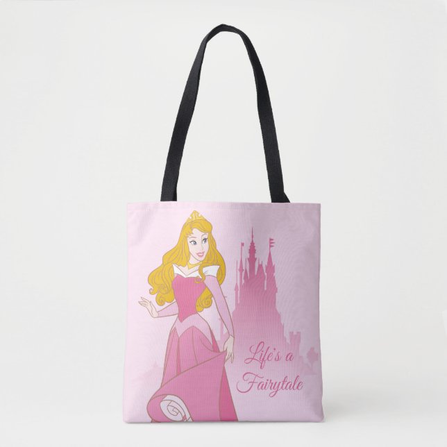Tote Bag Graphisme de la princesse Aurora et du château (Devant)