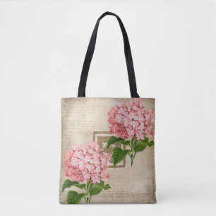 Tote Bag Grappes d'hortensia rose II