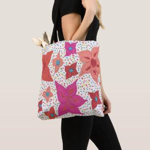 Tote Bag Gras Coloré Floral et Polka Dot Imprimer