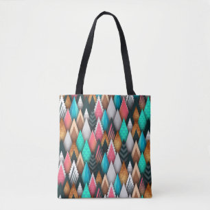 Tote Bag Gras Turquoise rose Brown noir moderne Abstrait