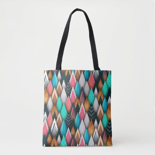 Tote Bag Gras Turquoise rose Brown noir moderne Abstrait (Devant)