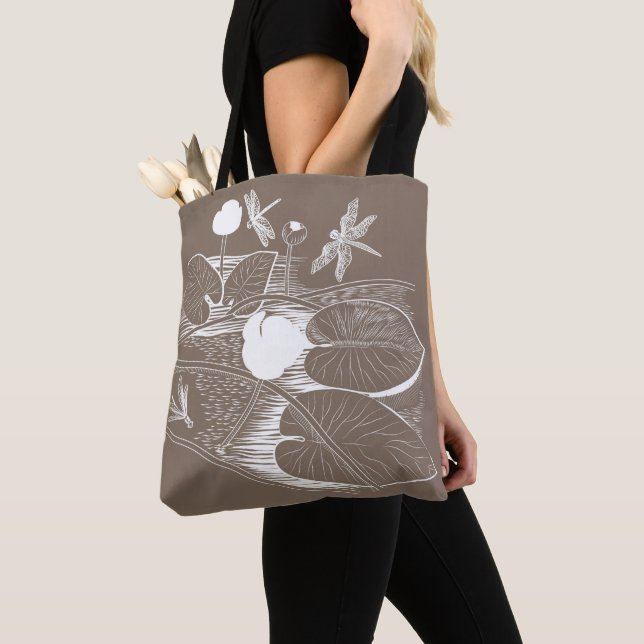Tote Bag Gravure de nénuphars (De près)
