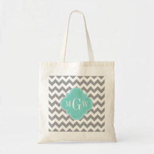 Tote Bag Gray Wht Chevron