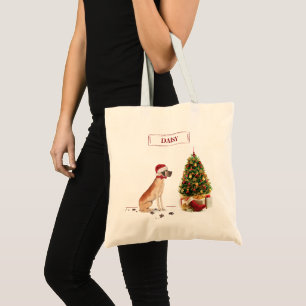 Tote Bag Great Dane Funny Chien de Noël avec arbre