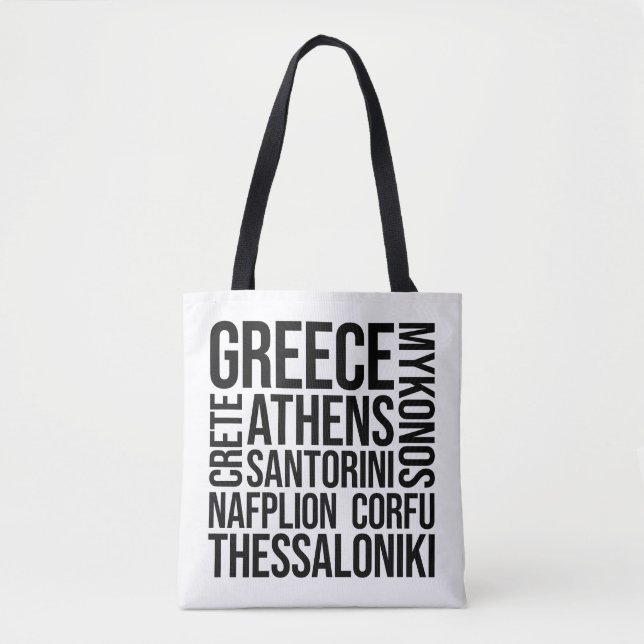 Tote Bag Grèce Villes Mot Art - Athènes Voyage (Devant)