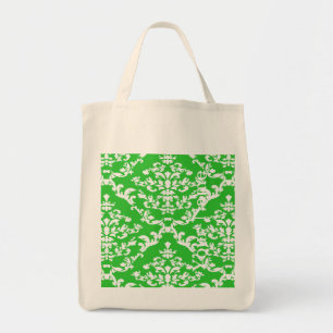 Tote Bag Green Bold Damask avec nom @ Emporiomoffa