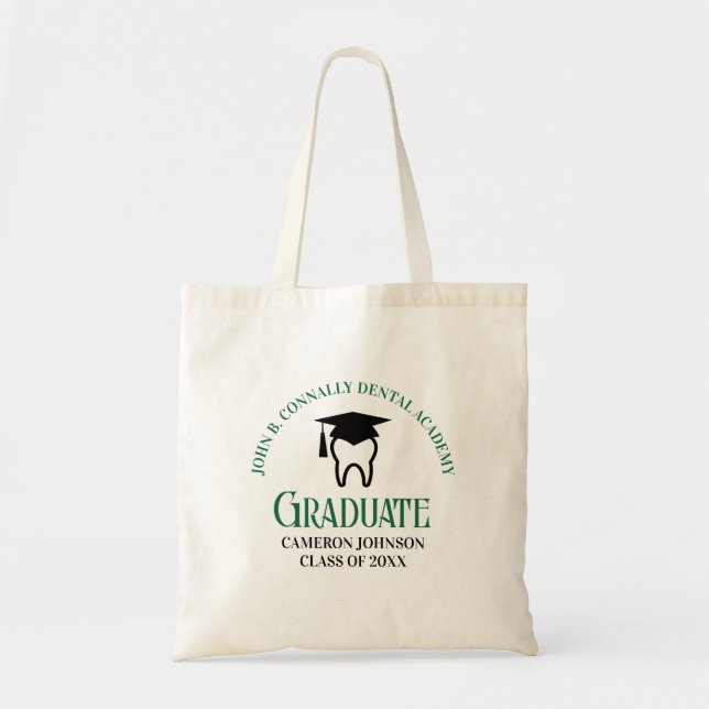 Tote Bag Green Dental School Custom Graduation Party (Devant)