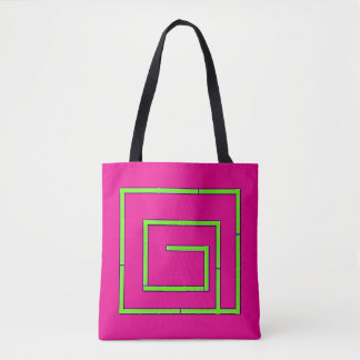 Tote Bag Green Geo Fuchsia